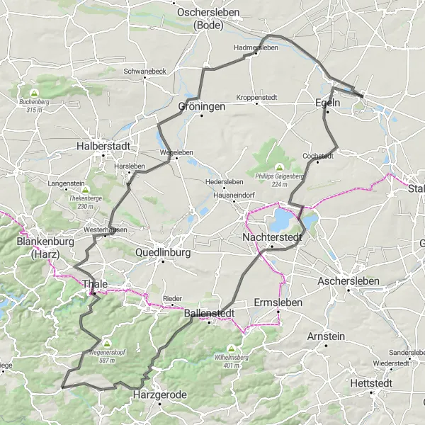 Karten-Miniaturansicht der Radinspiration "Herausfordernde Straßenradtour durch Sachsen-Anhalt" in Sachsen-Anhalt, Germany. Erstellt vom Tarmacs.app-Routenplaner für Radtouren