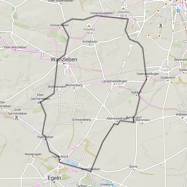 Map miniature of "Discovering Historical Landmarks by Road" cycling inspiration in Sachsen-Anhalt, Germany. Generated by Tarmacs.app cycling route planner
