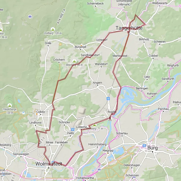 Map miniature of "Sachsen-Anhalt Gravel Adventure" cycling inspiration in Sachsen-Anhalt, Germany. Generated by Tarmacs.app cycling route planner