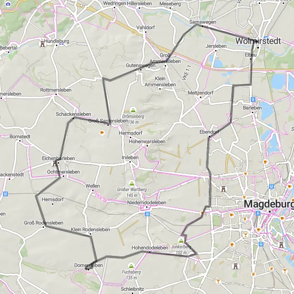 Karten-Miniaturansicht der Radinspiration "Radtour durch das Umland von Wolmirstedt" in Sachsen-Anhalt, Germany. Erstellt vom Tarmacs.app-Routenplaner für Radtouren