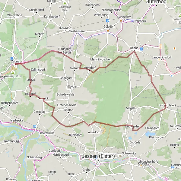 Karten-Miniaturansicht der Radinspiration "Gravel-Rundtour von Zahna nach Raßdorf" in Sachsen-Anhalt, Germany. Erstellt vom Tarmacs.app-Routenplaner für Radtouren