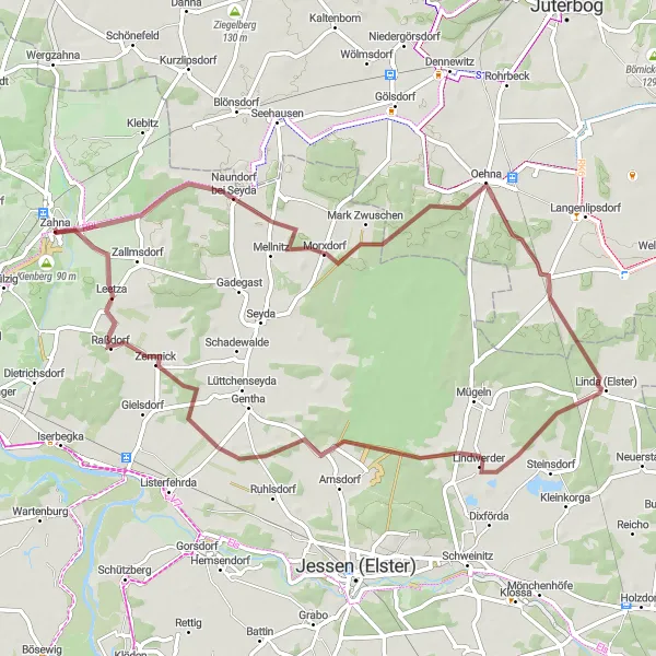 Map miniature of "The Gravel Expedition" cycling inspiration in Sachsen-Anhalt, Germany. Generated by Tarmacs.app cycling route planner