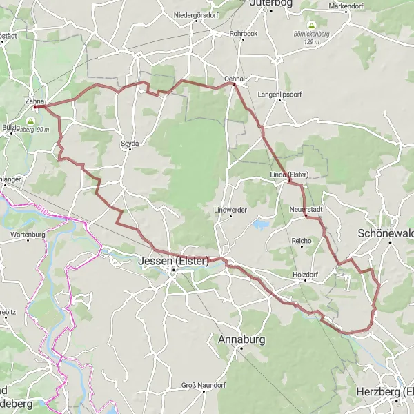 Map miniature of "The Gravel Adventure" cycling inspiration in Sachsen-Anhalt, Germany. Generated by Tarmacs.app cycling route planner