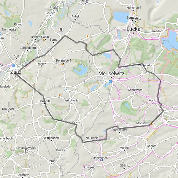Karten-Miniaturansicht der Radinspiration "Schlösser und Dörfer Tour" in Sachsen-Anhalt, Germany. Erstellt vom Tarmacs.app-Routenplaner für Radtouren