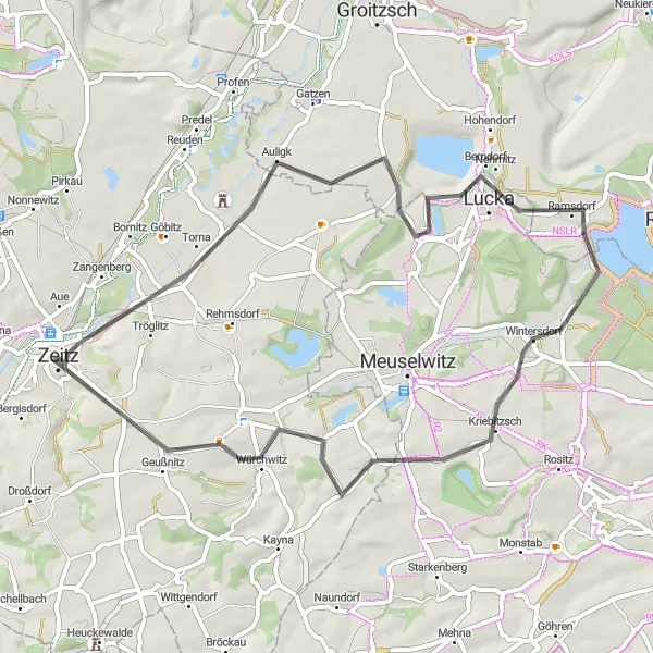 Karten-Miniaturansicht der Radinspiration "Rundweg Könderitz-Geußnitz" in Sachsen-Anhalt, Germany. Erstellt vom Tarmacs.app-Routenplaner für Radtouren