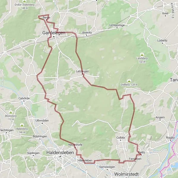 Karten-Miniaturansicht der Radinspiration "Natur pur und spannende Herausforderungen" in Sachsen-Anhalt, Germany. Erstellt vom Tarmacs.app-Routenplaner für Radtouren