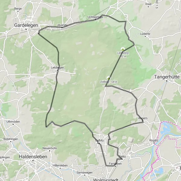 Map miniature of "Magdeburg Road Adventure" cycling inspiration in Sachsen-Anhalt, Germany. Generated by Tarmacs.app cycling route planner