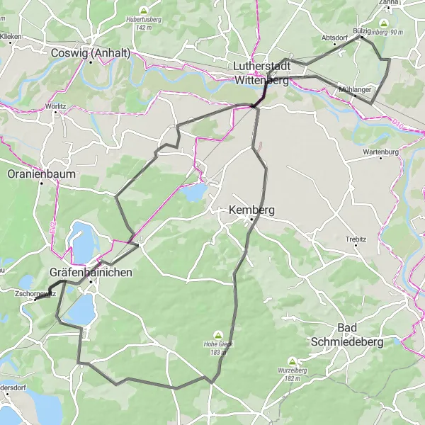 Map miniature of "The Elbe Circuit" cycling inspiration in Sachsen-Anhalt, Germany. Generated by Tarmacs.app cycling route planner