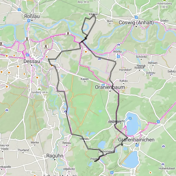 Karten-Miniaturansicht der Radinspiration "Elberadweg" in Sachsen-Anhalt, Germany. Erstellt vom Tarmacs.app-Routenplaner für Radtouren