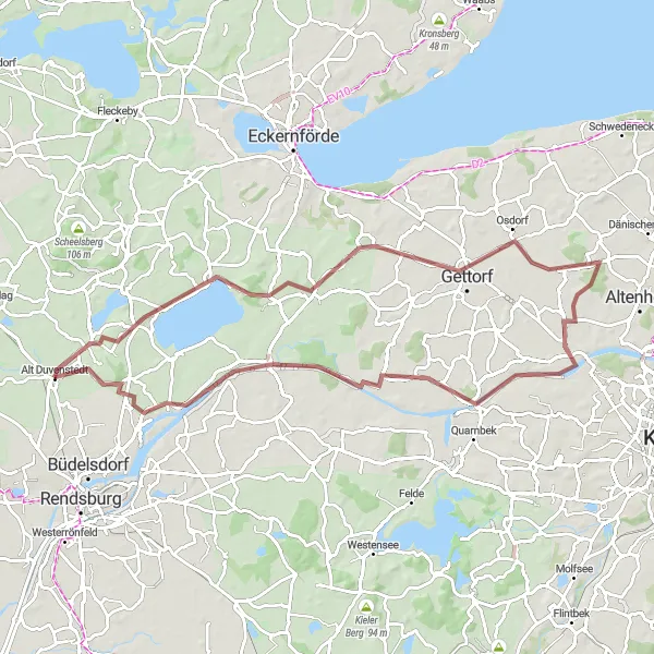 Map miniature of "Alt Duvenstedt Countryside Gravel" cycling inspiration in Schleswig-Holstein, Germany. Generated by Tarmacs.app cycling route planner