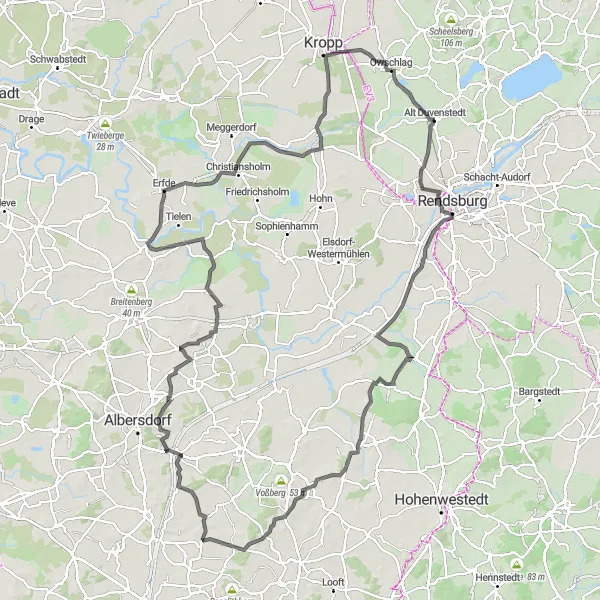 Karten-Miniaturansicht der Radinspiration "Rendsburg und Umgebung" in Schleswig-Holstein, Germany. Erstellt vom Tarmacs.app-Routenplaner für Radtouren