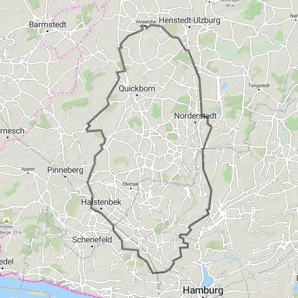 Karten-Miniaturansicht der Radinspiration "Auf den Spuren von Alveslohe" in Schleswig-Holstein, Germany. Erstellt vom Tarmacs.app-Routenplaner für Radtouren