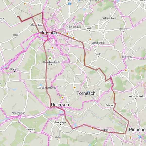 Map miniature of "Uetersen Gravel Ride" cycling inspiration in Schleswig-Holstein, Germany. Generated by Tarmacs.app cycling route planner