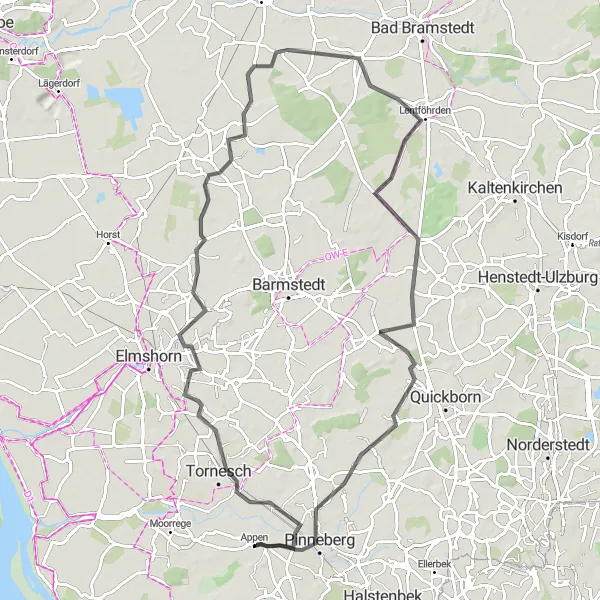 Karten-Miniaturansicht der Radinspiration "Durch das Umland von Tornesch" in Schleswig-Holstein, Germany. Erstellt vom Tarmacs.app-Routenplaner für Radtouren