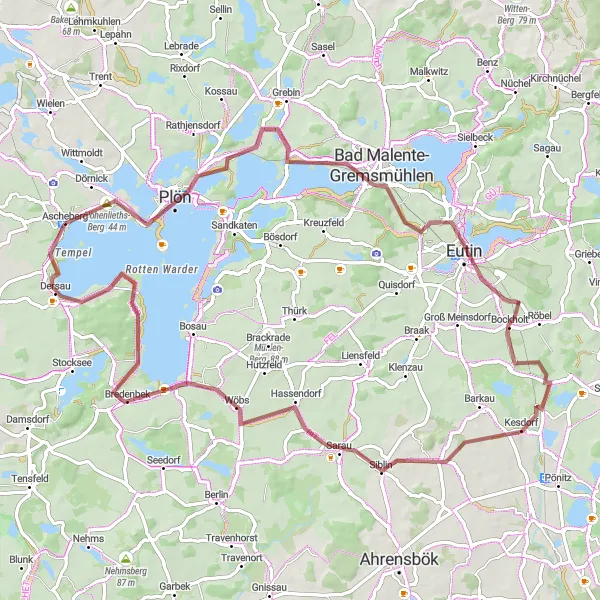 Map miniature of "The Lake Trail" cycling inspiration in Schleswig-Holstein, Germany. Generated by Tarmacs.app cycling route planner