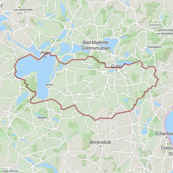 Map miniature of "Lake and Nature Escape" cycling inspiration in Schleswig-Holstein, Germany. Generated by Tarmacs.app cycling route planner