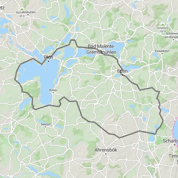 Karten-Miniaturansicht der Radinspiration "Road Tour Dieksee und Eutin" in Schleswig-Holstein, Germany. Erstellt vom Tarmacs.app-Routenplaner für Radtouren