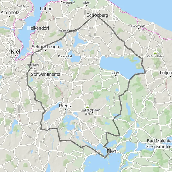Map miniature of "Wohlersberg to Schloßgebiet Round Trip" cycling inspiration in Schleswig-Holstein, Germany. Generated by Tarmacs.app cycling route planner