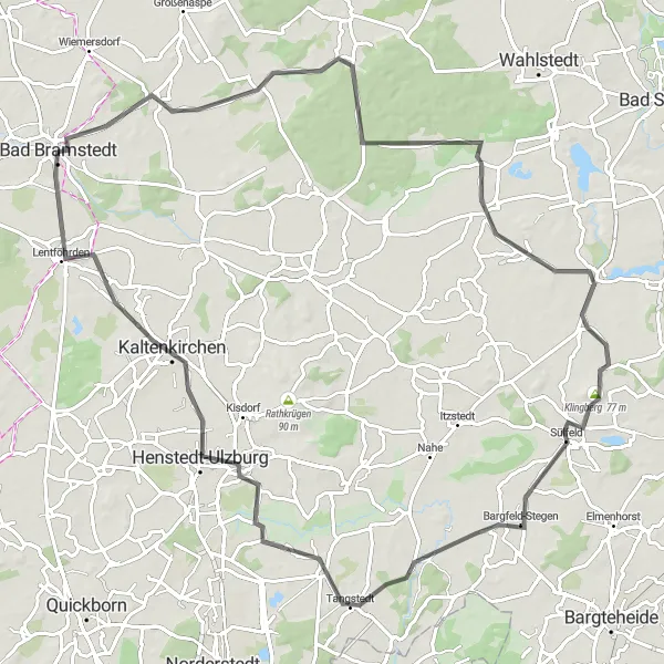 Map miniature of "Bimöhlen to Lentföhrden Loop" cycling inspiration in Schleswig-Holstein, Germany. Generated by Tarmacs.app cycling route planner