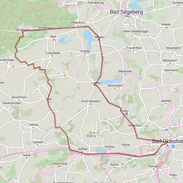 Karten-Miniaturansicht der Radinspiration "Abenteuer auf Schotterwegen" in Schleswig-Holstein, Germany. Erstellt vom Tarmacs.app-Routenplaner für Radtouren