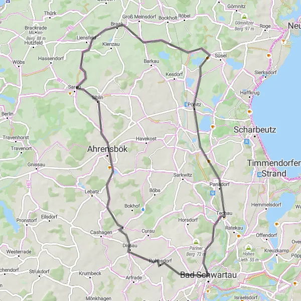 Karten-Miniaturansicht der Radinspiration "Tour de Lübeck" in Schleswig-Holstein, Germany. Erstellt vom Tarmacs.app-Routenplaner für Radtouren