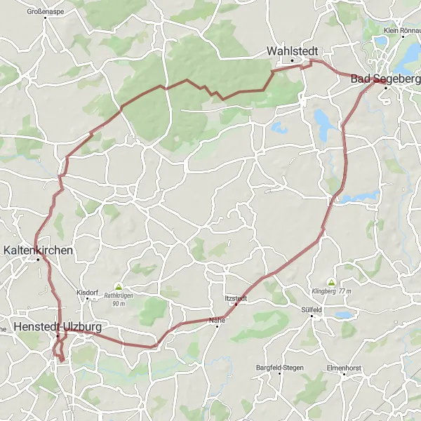 Map miniature of "Gravel Round Trip to Kaltenkirchen" cycling inspiration in Schleswig-Holstein, Germany. Generated by Tarmacs.app cycling route planner