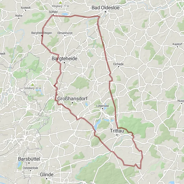 Map miniature of "Gravel Vogelbeobachtung Route" cycling inspiration in Schleswig-Holstein, Germany. Generated by Tarmacs.app cycling route planner