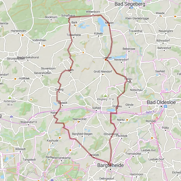 Map miniature of "Discover the Gravel Gem" cycling inspiration in Schleswig-Holstein, Germany. Generated by Tarmacs.app cycling route planner