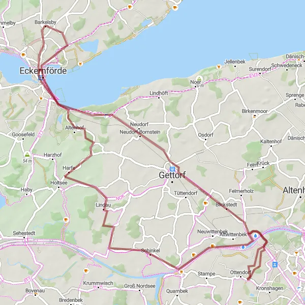 Map miniature of "The Coastal and Countryside Extravaganza" cycling inspiration in Schleswig-Holstein, Germany. Generated by Tarmacs.app cycling route planner