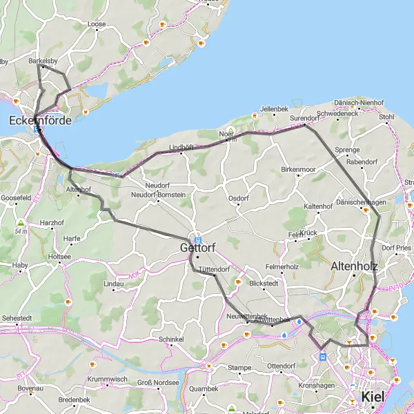 Map miniature of "Hills and Historical Landmarks" cycling inspiration in Schleswig-Holstein, Germany. Generated by Tarmacs.app cycling route planner