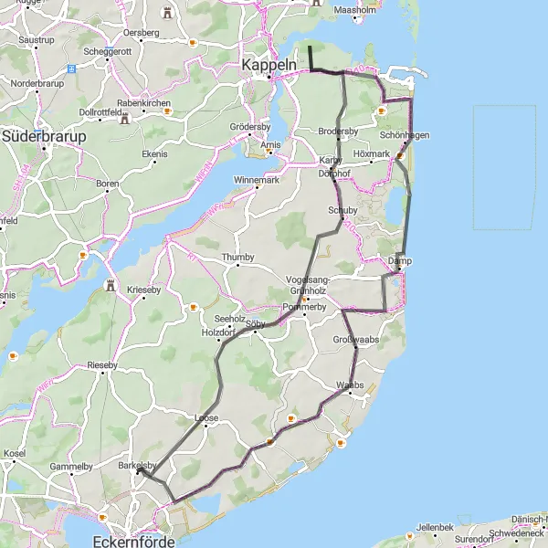 Map miniature of "The Scenic Road Adventure" cycling inspiration in Schleswig-Holstein, Germany. Generated by Tarmacs.app cycling route planner