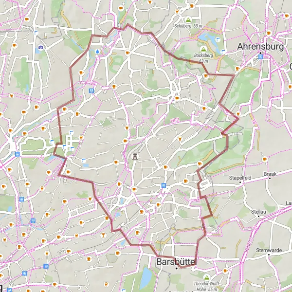 Map miniature of "Jenfeld to Kuhstall Gravel Adventure" cycling inspiration in Schleswig-Holstein, Germany. Generated by Tarmacs.app cycling route planner