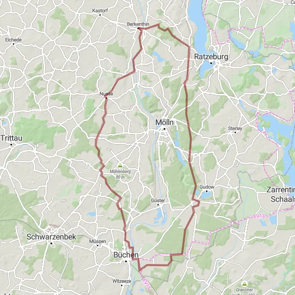 Map miniature of "Fredeburg Loop" cycling inspiration in Schleswig-Holstein, Germany. Generated by Tarmacs.app cycling route planner