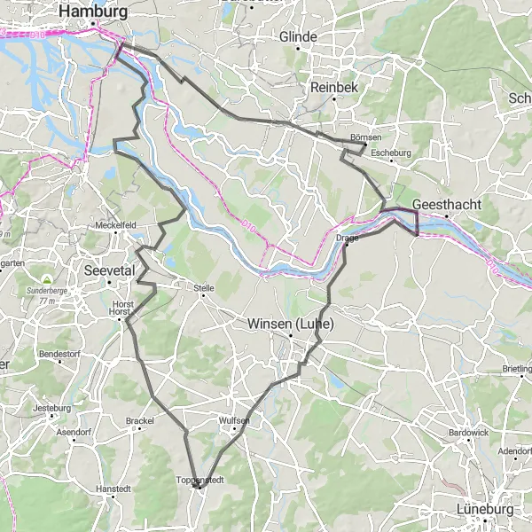 Karten-Miniaturansicht der Radinspiration "Erlebnisreiche Radtour durch die Lüneburger Heide" in Schleswig-Holstein, Germany. Erstellt vom Tarmacs.app-Routenplaner für Radtouren