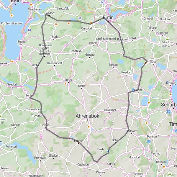 Map miniature of "Castles and Scenic Roads" cycling inspiration in Schleswig-Holstein, Germany. Generated by Tarmacs.app cycling route planner