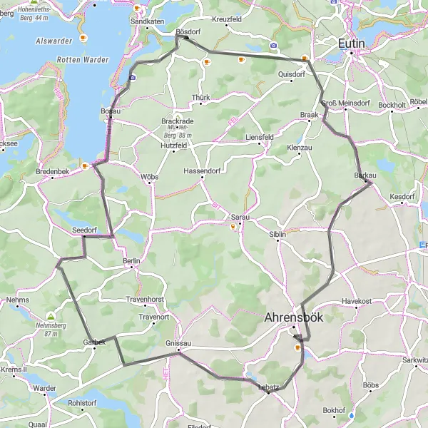 Karten-Miniaturansicht der Radinspiration "Rund um Bösdorf und Bosau" in Schleswig-Holstein, Germany. Erstellt vom Tarmacs.app-Routenplaner für Radtouren