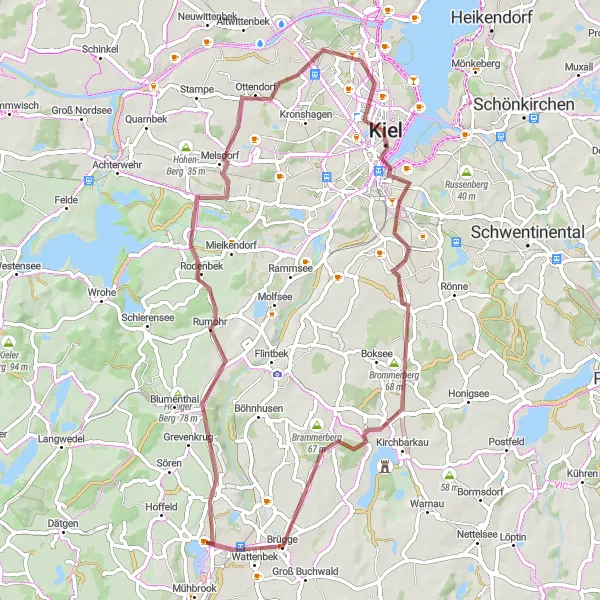 Map miniature of "Rumohr Through Ottendorf" cycling inspiration in Schleswig-Holstein, Germany. Generated by Tarmacs.app cycling route planner