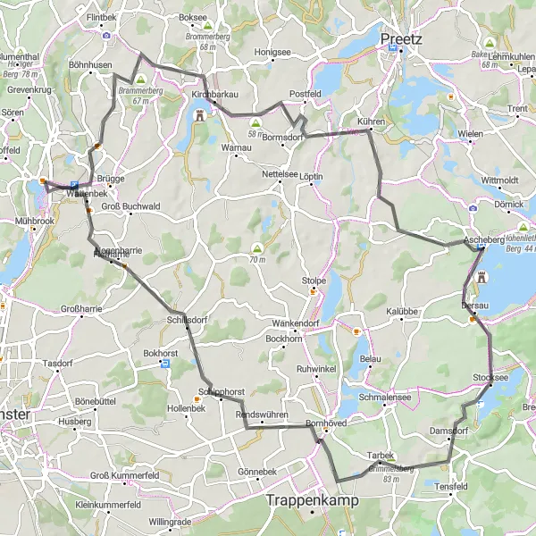 Map miniature of "Eiderhöhe Adventure" cycling inspiration in Schleswig-Holstein, Germany. Generated by Tarmacs.app cycling route planner