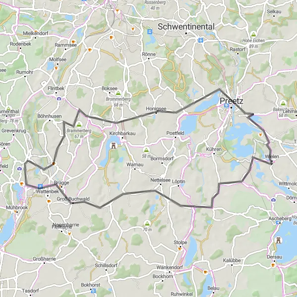 Karten-Miniaturansicht der Radinspiration "Entdeckungstour rund um Bordesholm" in Schleswig-Holstein, Germany. Erstellt vom Tarmacs.app-Routenplaner für Radtouren