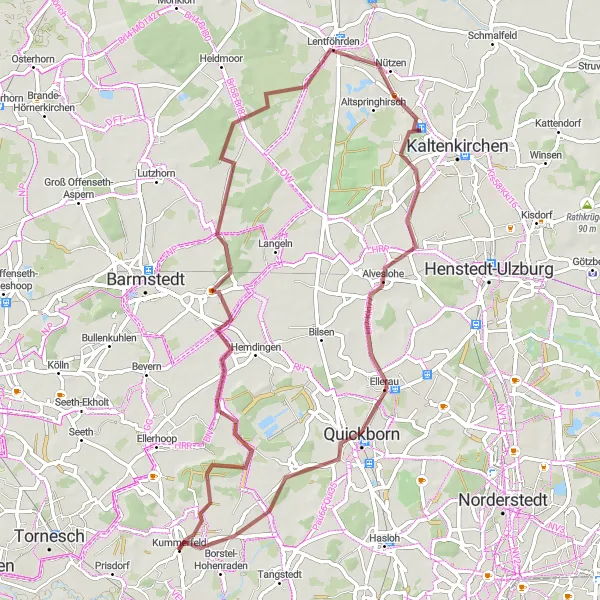 Karten-Miniaturansicht der Radinspiration "Abenteuerliche Fahrradtour nahe Borstel-Hohenraden" in Schleswig-Holstein, Germany. Erstellt vom Tarmacs.app-Routenplaner für Radtouren