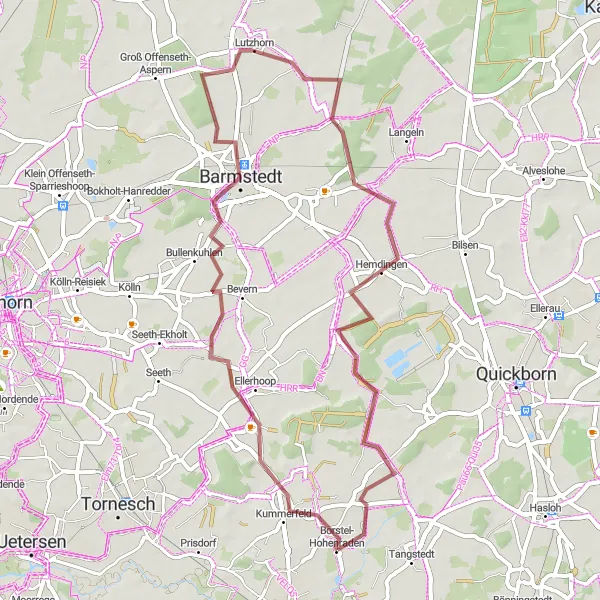 Karten-Miniaturansicht der Radinspiration "Kurze Schottertour durch Borstel-Hohenraden" in Schleswig-Holstein, Germany. Erstellt vom Tarmacs.app-Routenplaner für Radtouren