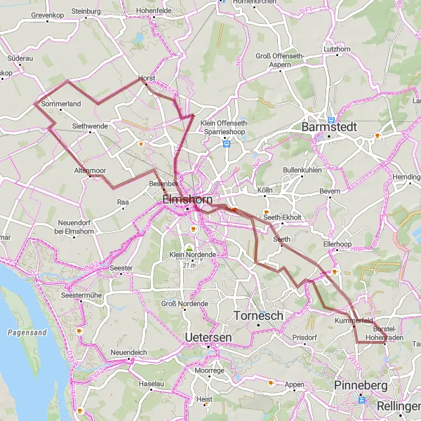 Map miniature of "Borstel-Hohenraden Gravel Route" cycling inspiration in Schleswig-Holstein, Germany. Generated by Tarmacs.app cycling route planner