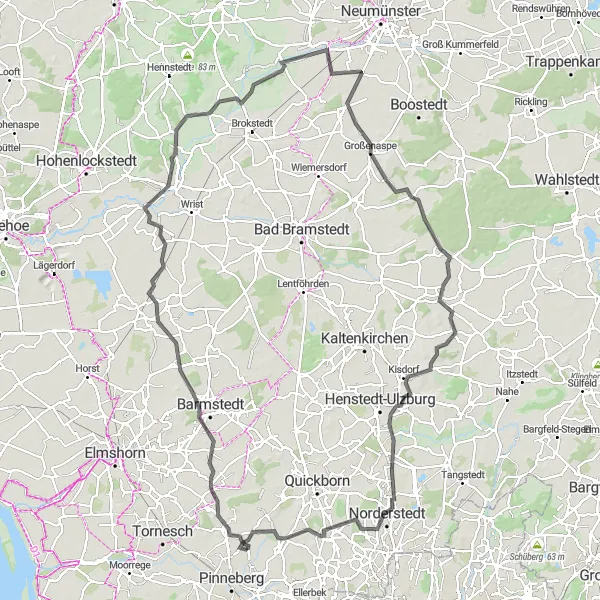 Map miniature of "Discovering Schleswig-Holstein" cycling inspiration in Schleswig-Holstein, Germany. Generated by Tarmacs.app cycling route planner