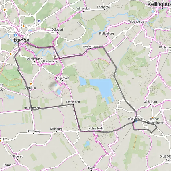 Karten-Miniaturansicht der Radinspiration "Kurze Radtour durch die ländliche Idylle" in Schleswig-Holstein, Germany. Erstellt vom Tarmacs.app-Routenplaner für Radtouren