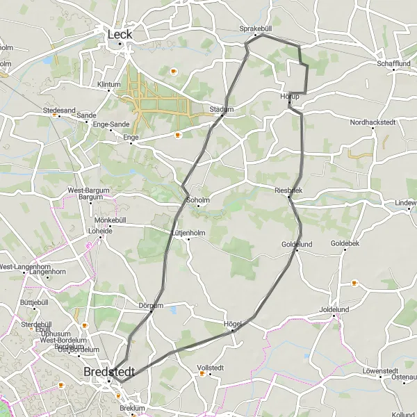 Map miniature of "Soholm And Beyond" cycling inspiration in Schleswig-Holstein, Germany. Generated by Tarmacs.app cycling route planner