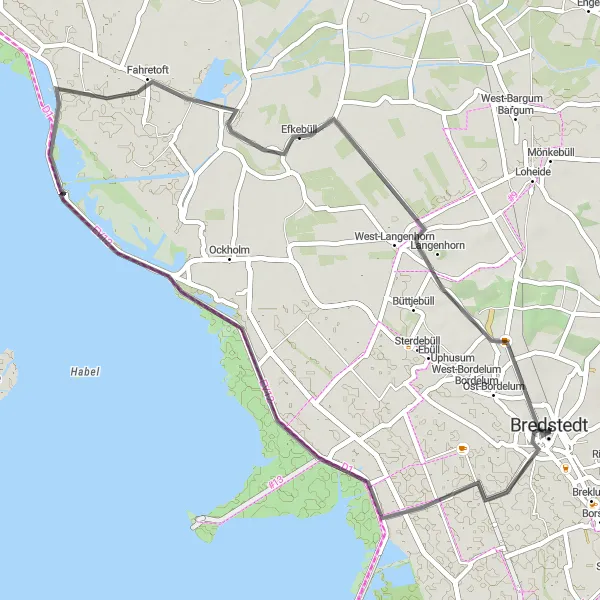 Map miniature of "The Coastal Loop" cycling inspiration in Schleswig-Holstein, Germany. Generated by Tarmacs.app cycling route planner