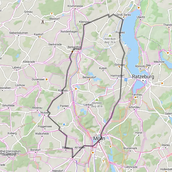 Map miniature of "Nusse Circuit" cycling inspiration in Schleswig-Holstein, Germany. Generated by Tarmacs.app cycling route planner