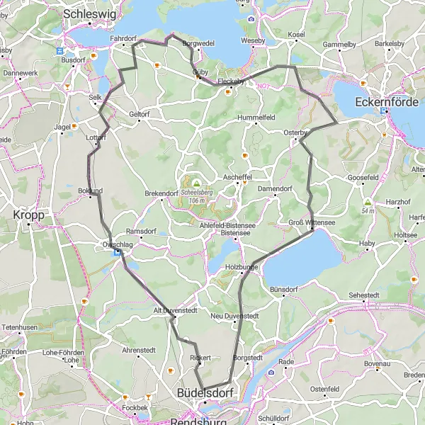 Karten-Miniaturansicht der Radinspiration "Schlei Rundtour" in Schleswig-Holstein, Germany. Erstellt vom Tarmacs.app-Routenplaner für Radtouren