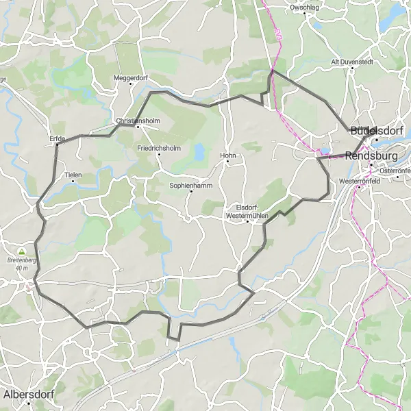 Map miniature of "Fockbek and Hövede Round-Trip Cycling Route" cycling inspiration in Schleswig-Holstein, Germany. Generated by Tarmacs.app cycling route planner