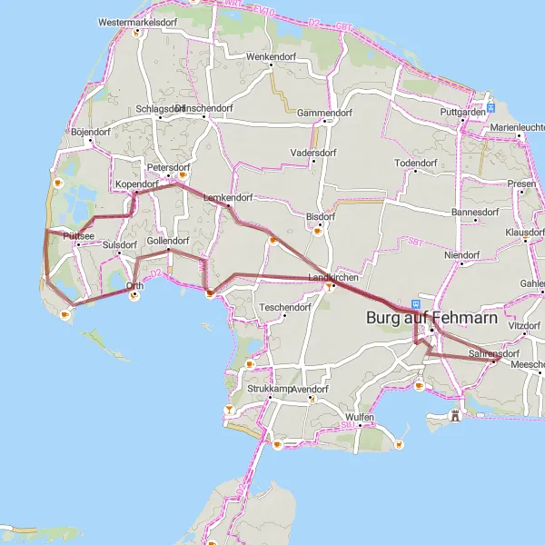 Map miniature of "Lemkenhafen Loop: Discover Fehmarn's Gravel Paths" cycling inspiration in Schleswig-Holstein, Germany. Generated by Tarmacs.app cycling route planner